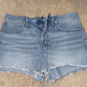 Madewell Light Blue Jean Shorts with Frayed Hem